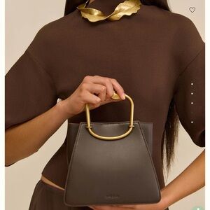 Cult Gaia NWT Structured Dark Brown Handbag with Gold Hardware